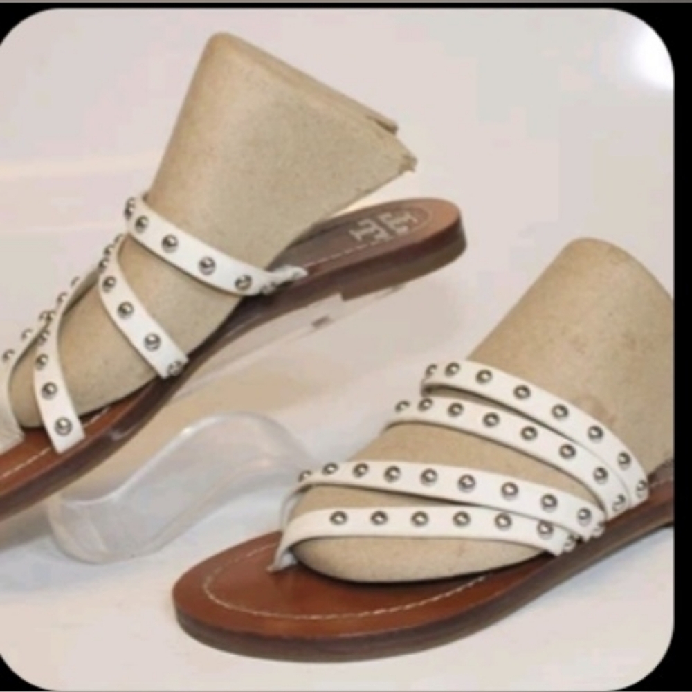 Tory Burch Patos Studded White Sandals with Studded Straps Slide 5